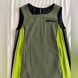 100% mulberry silk green pattern dress | size s